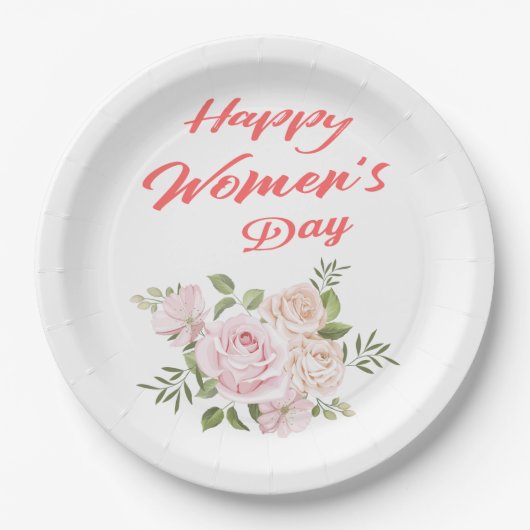 Assiettes En Carton jour des femmes heureux blanc (Devant)
