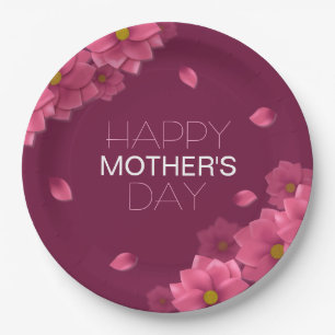 Assiettes En Carton Jour des mères florales élégantes Plaque de papi