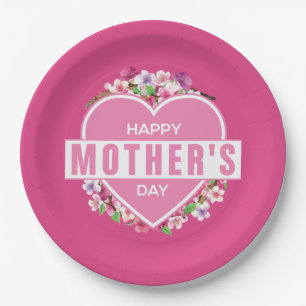 Assiettes En Carton Jour des mères florales élégantes   Plaque de papi