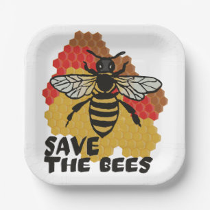 Assiettes En Carton Jour des terres, Sauvez Les Abeilles
