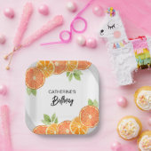 Assiettes En Carton Jour d'été de la tranche d'agrumes orange moderne (Fête)