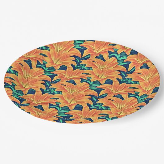 Assiettes En Carton Jour d'Orange avec des Feuilles verts (Angle)