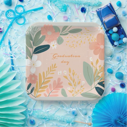 Assiettes En Carton Jour du diplôme, Bouquet floral de fleurs (Fête)