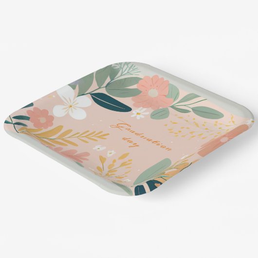 Assiettes En Carton Jour du diplôme, Bouquet floral de fleurs (Angulaire)