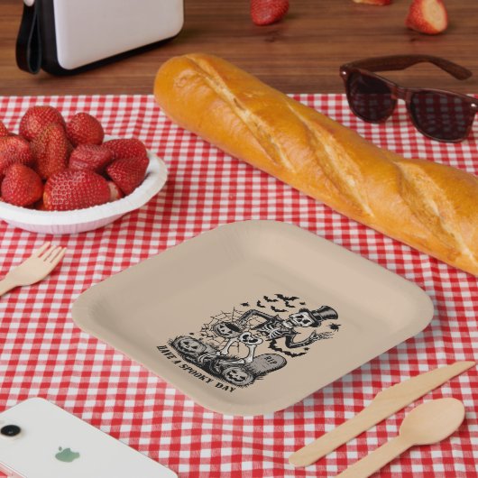 Assiettes En Carton Jour éffrayant Halloween Witch Squelette (Pique-nique)