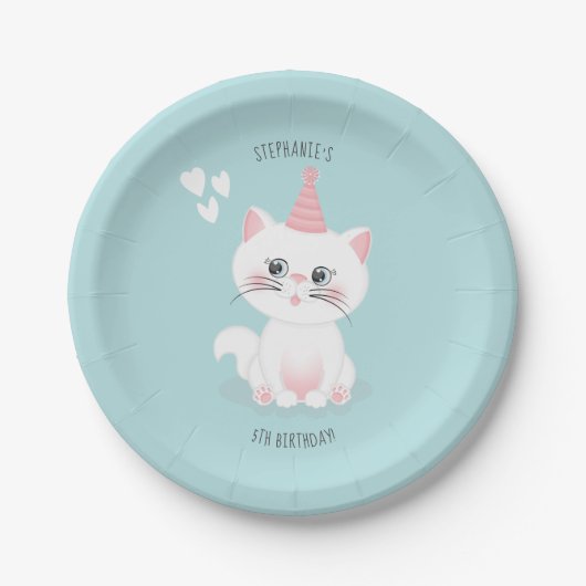 Assiettes En Carton Jour Purr-fect Chat Anniversaire (Devant)