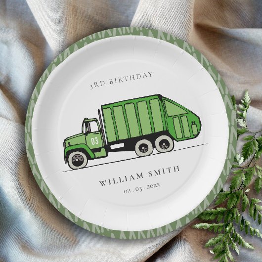 Assiettes En Carton Jour vert mignon Garbage Truck Enfants N'importe q