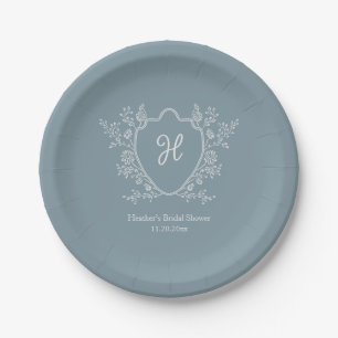 Assiettes En Carton Journée de mariage à monogramme floral de blason v