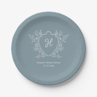 Assiettes En Carton Journée de mariage à monogramme floral de blason v