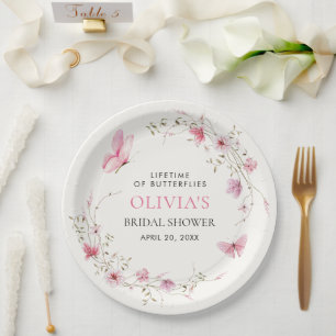 Assiettes En Carton Journée de mariage Papillons pour toute la vie