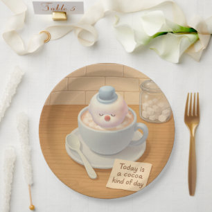 Assiettes En Carton Journée du cacao chaud : Bichon souriant Art Marsh