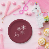 Assiettes En Carton Joy and Three Snowflakes Minimal Rouge et Blanc (Fête)