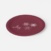 Assiettes En Carton Joy and Three Snowflakes Minimal Rouge et Blanc (Angle)