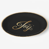 Assiettes En Carton "Joy" Black Gold Script Élégant vacances (Angle)