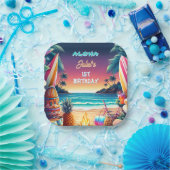 Assiettes En Carton Joy hula Luau Surf aloha hawaiian 1er anniversaire (Fête)