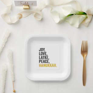 Assiettes En Carton Joy Love Latkes Paix Hanoukka Drôle Juif