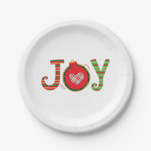 Assiettes En Carton Joy Red Green Noël Holiday