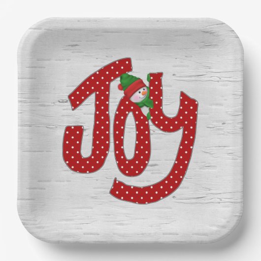 Assiettes En Carton Joy Snowman sur White Birch (Recto)