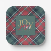 Assiettes En Carton Joy to the World Rustic Plaid Holiday (Recto)