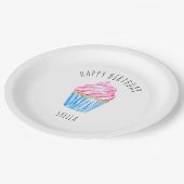 Assiettes En Carton Joyeuse aquarelle d'anniversaire cupcake rosé glaç (Angle)