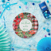 Assiettes En Carton Joyeuse couronne de Noël Rouge vert plaid (Fête)