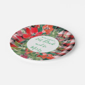 Assiettes En Carton Joyeuse couronne de Noël Rouge vert plaid (Angle)