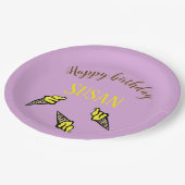 Assiettes En Carton Joyeuse crème glacée jaune d'anniversaire sur viol (Angle)