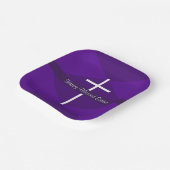 Assiettes En Carton Joyeuse Croix Blanche de Pâques Chrétien pourpre (Angulaire)