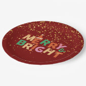 Assiettes En Carton Joyeuse et brillante fête de Noël rouge (Angle)