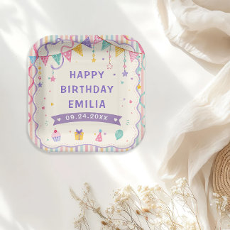 Assiettes En Carton Joyeuse fête d'anniversaire