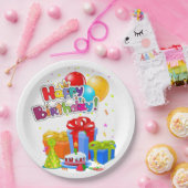 Assiettes En Carton Joyeuse fête d'anniversaire colorée (Fête)