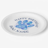 Assiettes En Carton Joyeuse fête d'anniversaire pour chiens aquarelle (Angle)