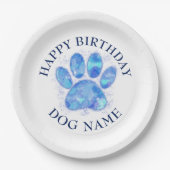 Assiettes En Carton Joyeuse fête d'anniversaire pour chiens aquarelle (Devant)