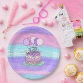 Assiettes En Carton Joyeuse fête d'anniversaire rose et violet (Fête)