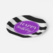 Assiettes En Carton Joyeuse fête d'anniversaire violet noir blanc rayu (Angle)