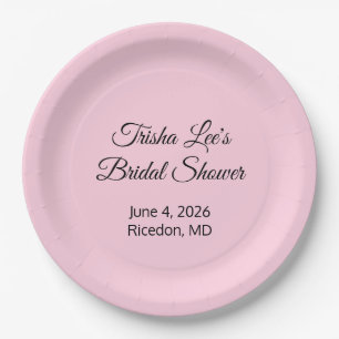 Assiettes En Carton Joyeuse Fête de Fiançailles Rose
