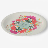 Assiettes En Carton Joyeuse fête de la mère fleurie (Angle)