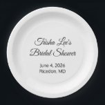 Assiettes En Carton Joyeuse Fête de Mariage Blanche<br><div class="desc">Les fêtes de mariage sont vraiment de grands événements. C'est agréable d'honorer une femme qui est sur le point de se marier. Ces assiettes en papier peuvent rendre votre planification un peu plus facile. Changez les couleurs et les styles à votre goût. Personnalisable. Par Sharon Lee Hudson.</div>