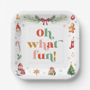 Assiettes En Carton Joyeuse fête de Noël colorée et amusante