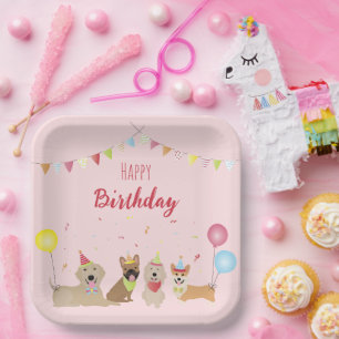 Assiettes En Carton Joyeuse fête des chiens d'anniversaire
