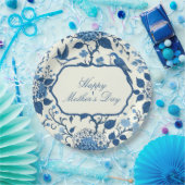 Assiettes En Carton Joyeuse Fête des Mères Élégante Chinoiserie Bleue  (Fête)