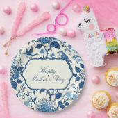 Assiettes En Carton Joyeuse Fête des Mères Élégante Chinoiserie Bleue  (Fête)
