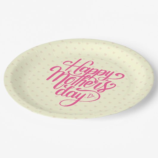 Assiettes En Carton Joyeuse fête des mères | Plaque de papier (Angle)