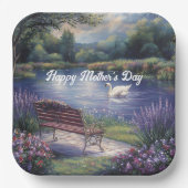 Assiettes En Carton Joyeuse fête des mères Swan Bench Lake (Recto)