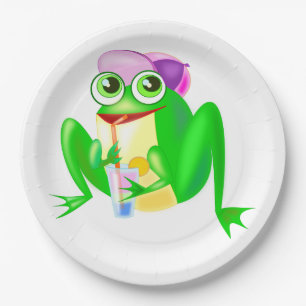 Assiettes En Carton Joyeuse Grenouille de fête
