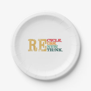 Assiettes En Carton Joyeuse Journée de la Terre Recycler Réutiliser Re