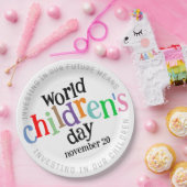 Assiettes En Carton Joyeuse Journée mondiale des enfants colorée (Fête)