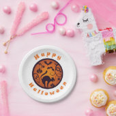 Assiettes En Carton Joyeuse lanterne d'Halloween araignées et chauves- (Fête)