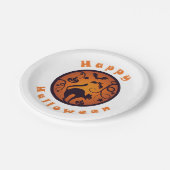 Assiettes En Carton Joyeuse lanterne d'Halloween araignées et chauves- (Angle)