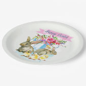 Assiettes En Carton Joyeuse Pâques Aquarelle Printemps (Angle)